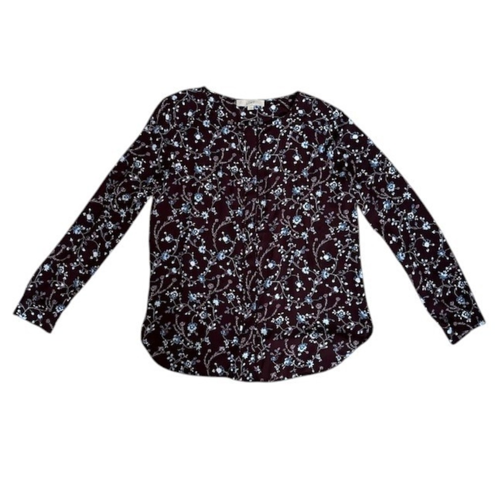 LOFT Floral‎ Blouse Long Sleeve Casual Top Dark Academia Cottagecore Size S